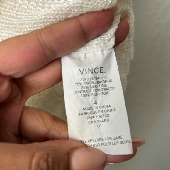 Vince Ivory Silk Sheer Blouse Sz 4 - Picture 4 of 8